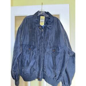 Silk UOMO Bomber Jacket Size Large Navy blue 4 Pockets